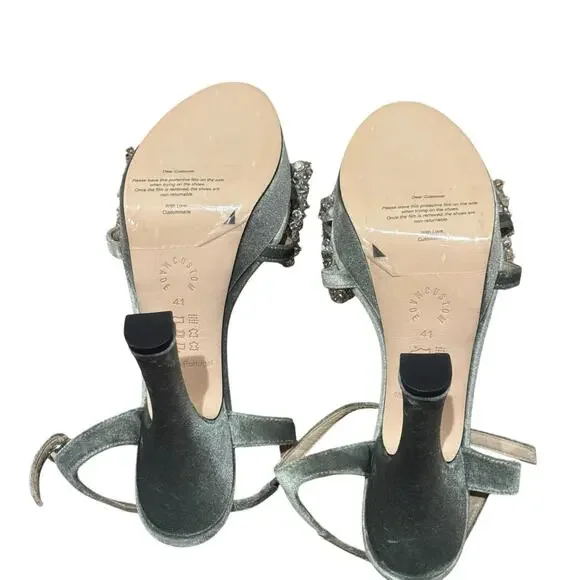Custommade Arla Crystal Upper Heels Green Size 41 US 10.5 NWB